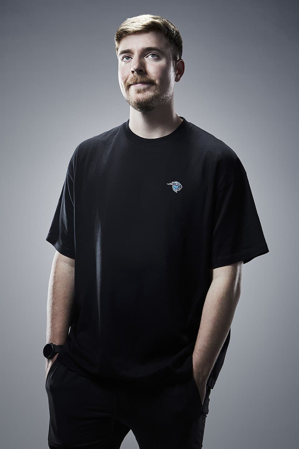 Plain studio portrait of MrBeast before thumbnail optimization.